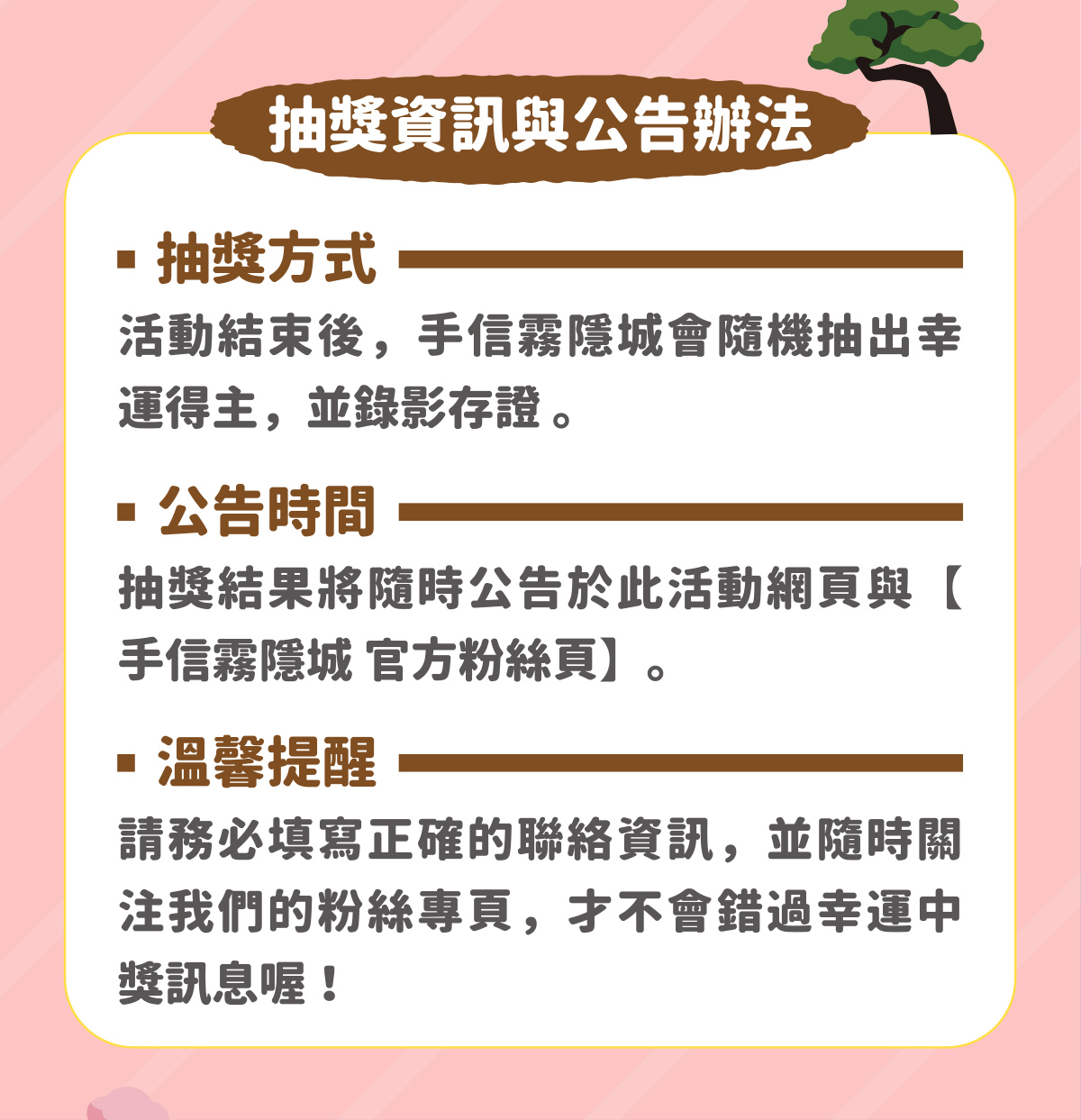 抽獎資訊與公告辦法